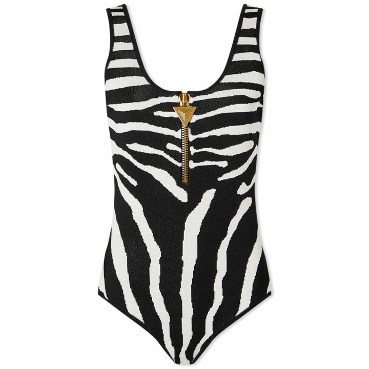 Photo: Balmain Women's Zebra Jacquard Knit Body in Black/Natural