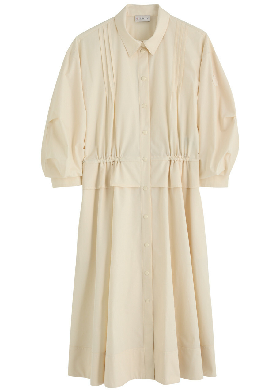 Moncler Cotton-poplin Midi Shirt Dress Ivory