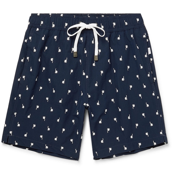 Photo: ONIA - Charles 7 Mid-Length Embroidered Swim Shorts - Blue