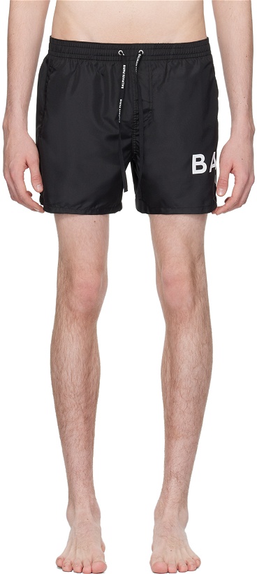 Photo: Balmain Black Printed Swim Shorts