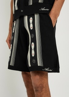 Amiri Striped Embellished Wool-blend Shorts Black