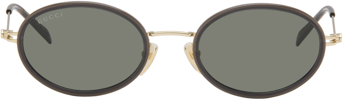 Gucci GG Sunglasses Gray Gold Gucci GG Rectangular Frame Sunglasses - Gold / Grey – Kith main image 2