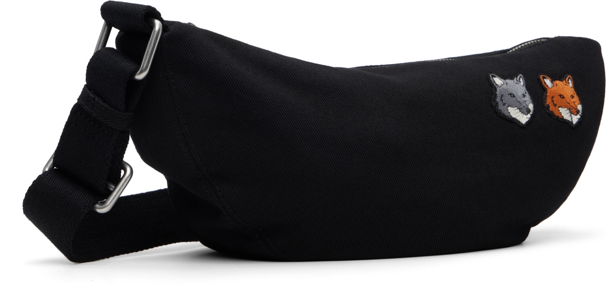 Maison Kitsuné Black Double Fox Head Pouch