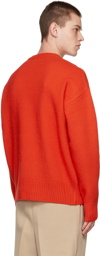 AMI Paris Red Ami de Coeur Wool Crewneck Sweater