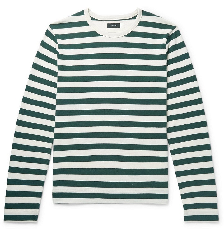 Photo: Joseph - Striped Cotton-Jersey T-Shirt - Men - Dark green