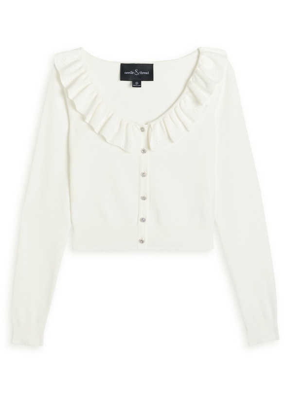 Photo: Needle & Thread Pointelle Stretch-knit Cardigan Cream