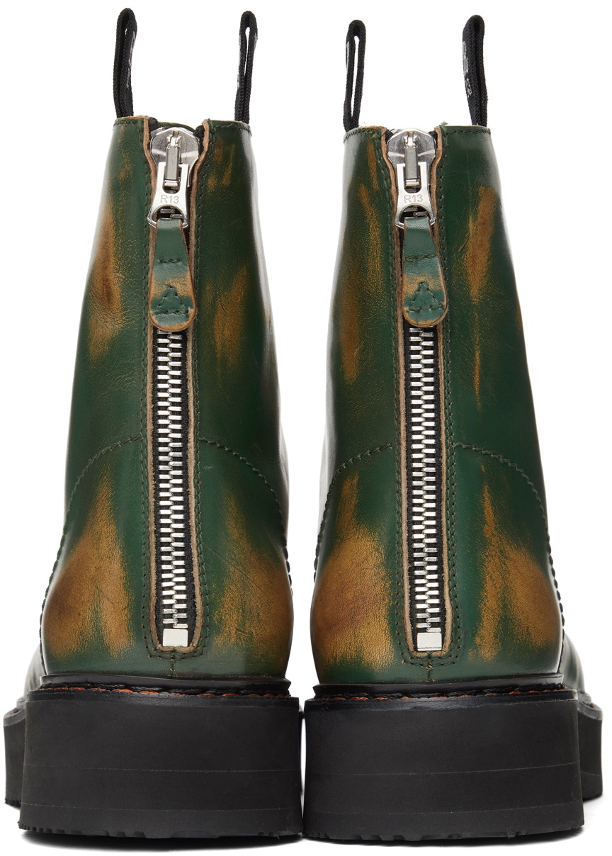 R13 Green Tan Single Stack Boots R13