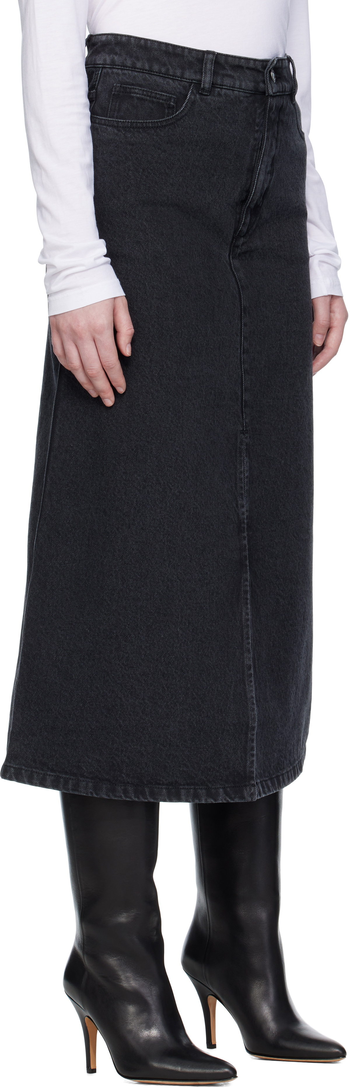 A.P.C. Black Georgia Denim Midi Skirt