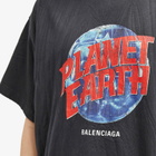 Balenciaga Men's Planet Earth Oversized T-Shirt in Washed Black
