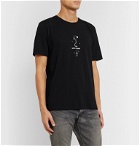 SAINT LAURENT - Distressed Printed Cotton-Jersey T-Shirt - Black