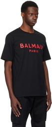 Balmain Black Paris Print T-Shirt