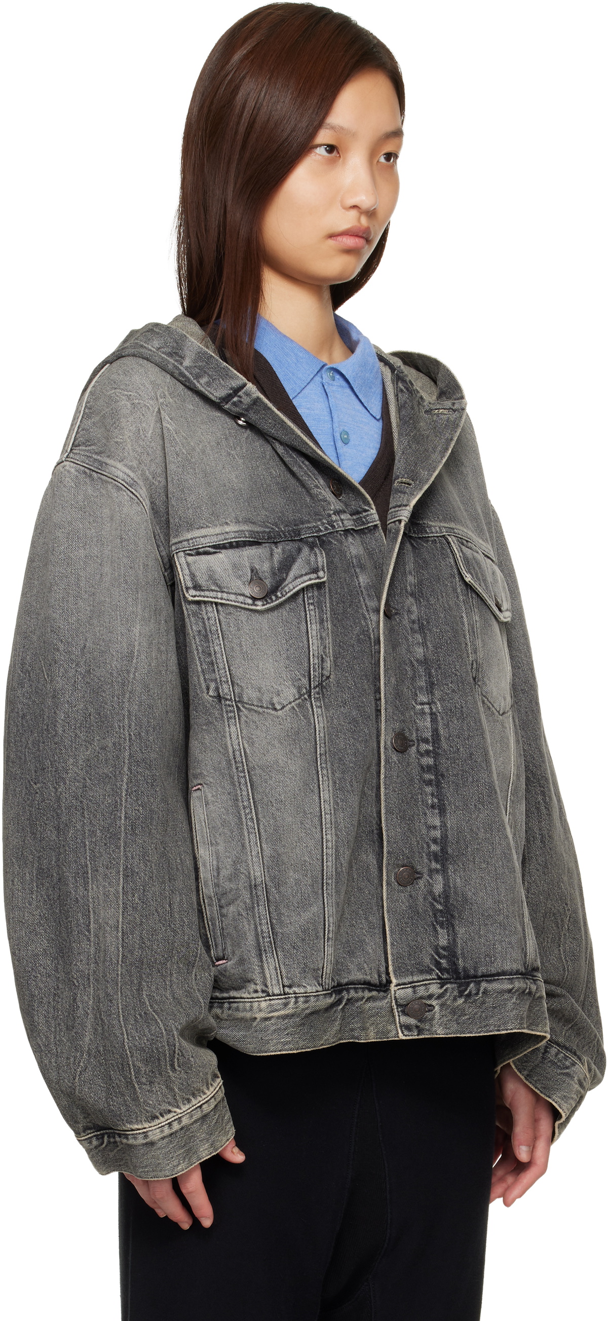 Acne Studios Black Hooded Denim Jacket