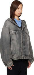 Acne Studios Black Hooded Denim Jacket