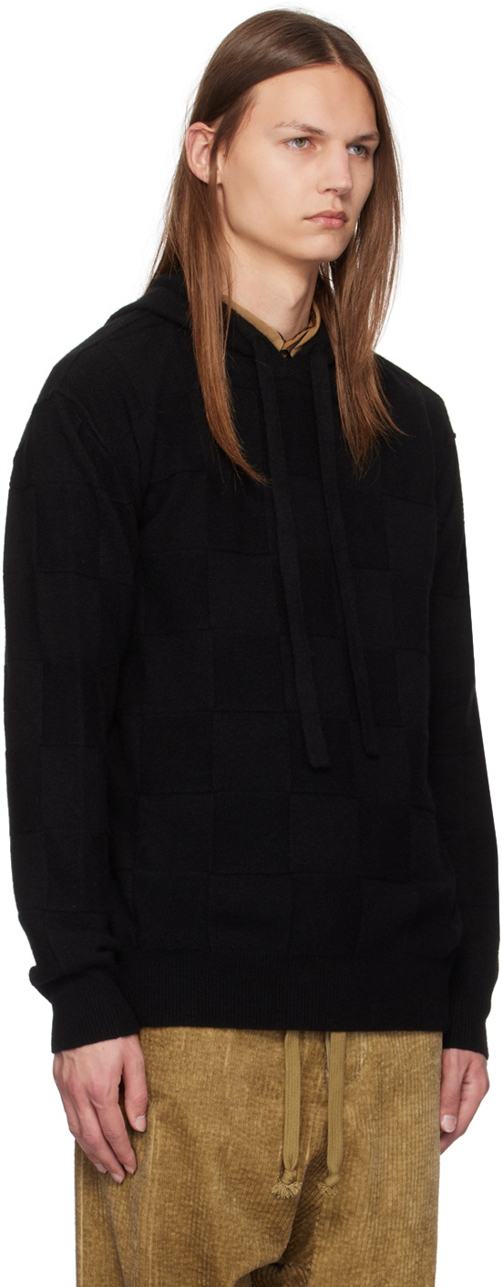 UMA WANG Black Check Hoodie