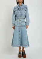 Zimmermann Quilted Denim Bomber Jacket Light Blue