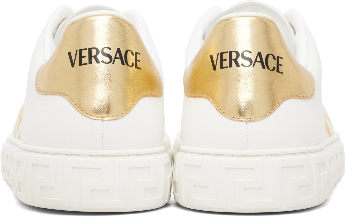 Versace White Greca Embroidered Nylon Faux-Leather Sneakers