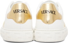 Versace White Greca Embroidered Nylon Faux-Leather Sneakers