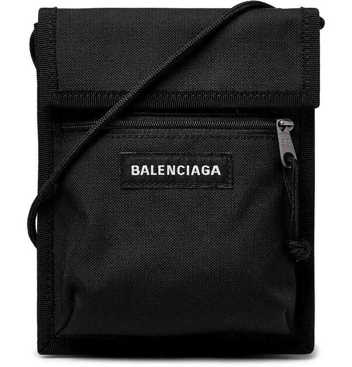 Photo: BALENCIAGA - Logo-Appliquéd Canvas Messenger Bag - Black