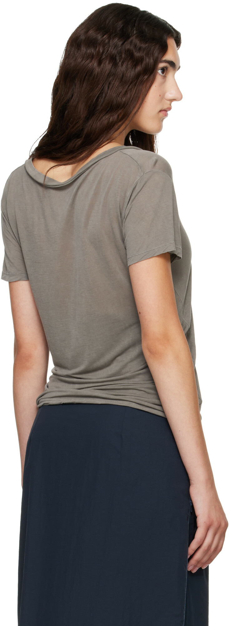 Baserange Gray V Neck T-shirt
