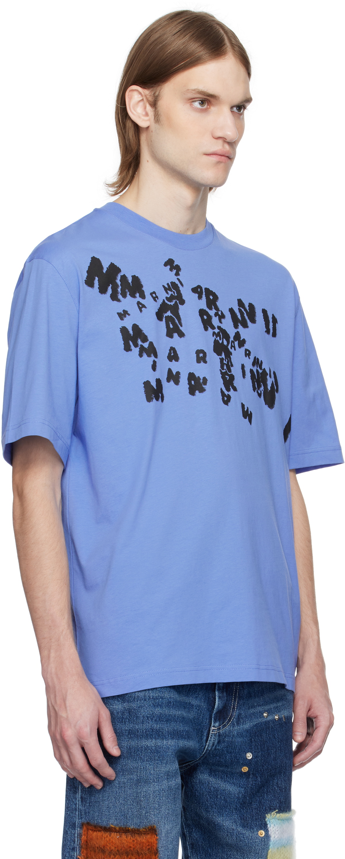 Marni Blue 'Marni' Caos Logo T-shirt Marni