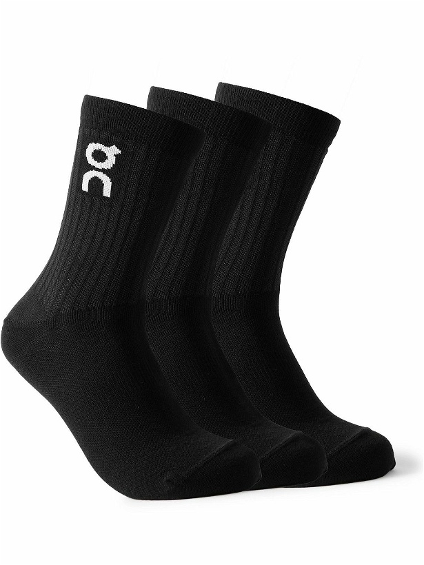Photo: ON - Three-Pack Logo-Jacquard Stretch Organic Cotton-Blend Socks - Black