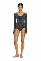 Diesel Open-back bodysuit with utilitarian print - Bodysuits Womens in Black