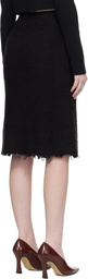Jil Sander Black Frayed Edge Midi Skirt