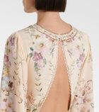 Camilla Embellished floral silk minidress