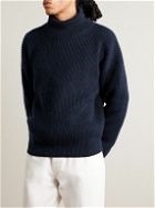 Loro Piana - Ribbed Cashmere and Mohair-Blend Rollneck Sweater - Blue