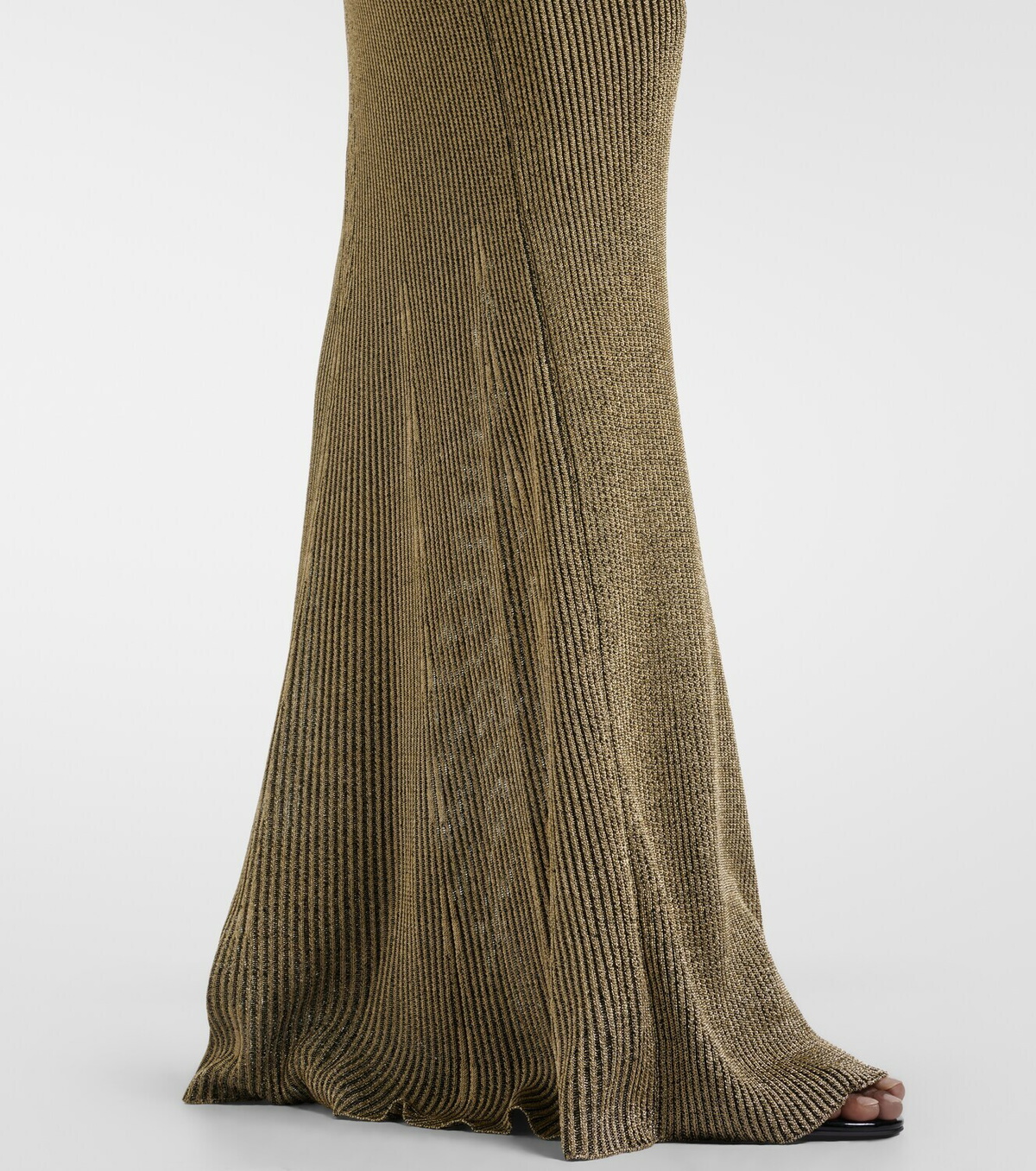 Roberto Cavalli Ribbed-knit lamé maxi dress