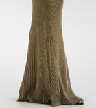 Roberto Cavalli Ribbed-knit lamé maxi dress