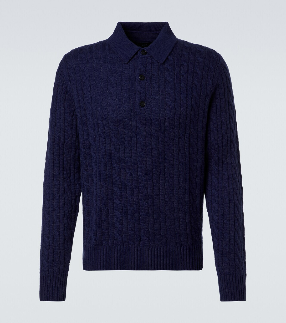Arch4 Cable-knit cashmere polo sweater