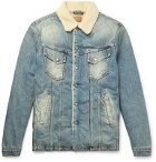 Nudie Jeans - Lenny Faux Shearling-Lined Organic Denim Trucker Jacket - Blue