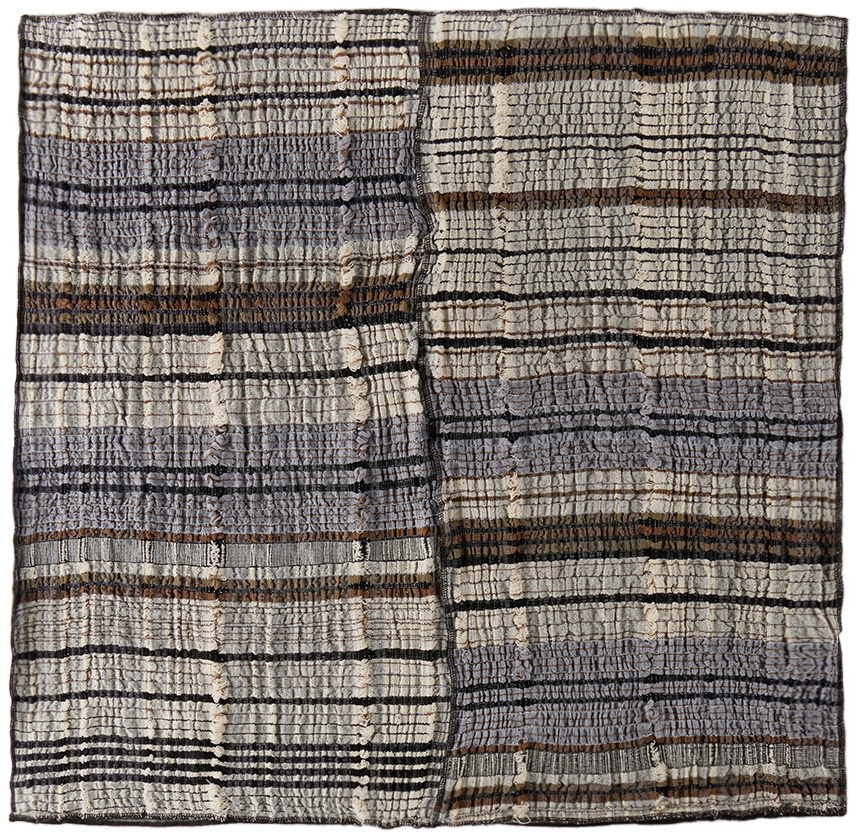 Luna Del Pinal Off-White & Gray Mixed Lines Floor Cushion Cover