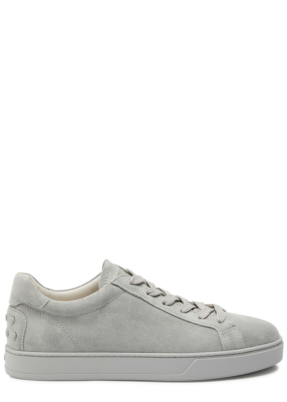 Tods Panelled Suede Sneakers Light Grey