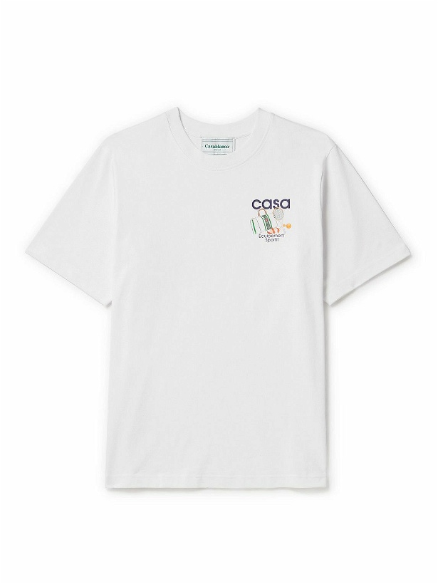 Photo: Casablanca - Equipement Sportif Logo-Print Organic Cotton-Jersey T-Shirt - White
