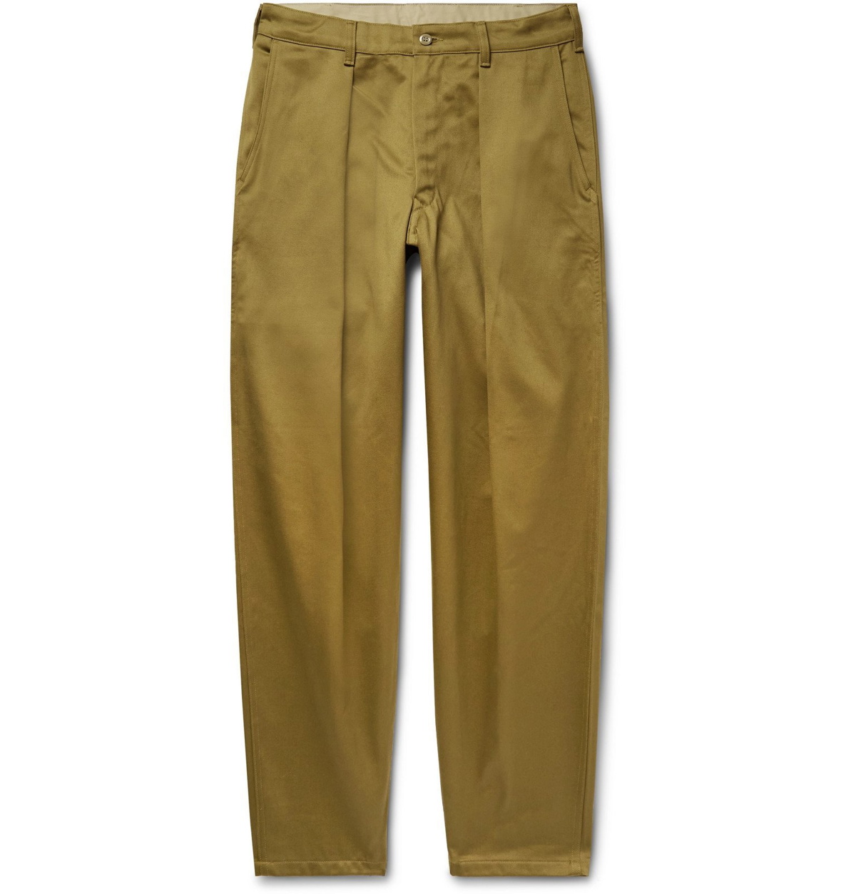 Monitaly - Tapered Pleated Cotton-Sateen Trousers - Neutrals Monitaly