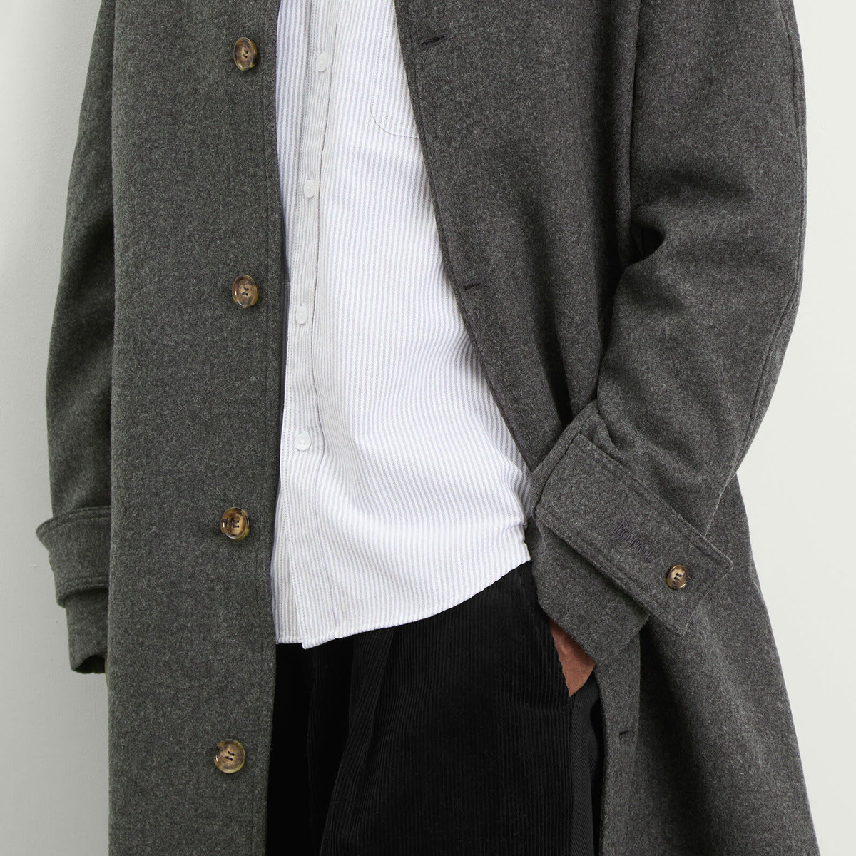 Foret Men's Pine Wool Coat in Dark Grey Melange