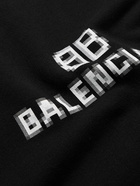 BALENCIAGA - Logo-Print Cotton-Jersey Hoodie - Black