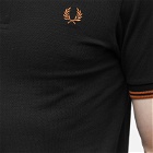 Fred Perry Authentic Men's Slim Fit Twin Tipped Polo Shirt in Black/Nut Flake