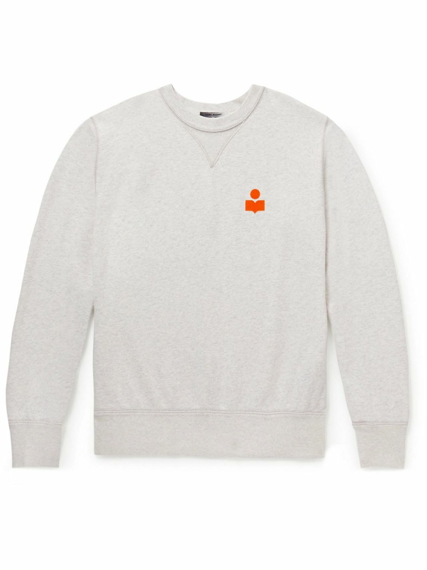 Photo: Isabel Marant - Mike Logo-Flocked Cotton-Blend Jersey Sweatshirt - Neutrals