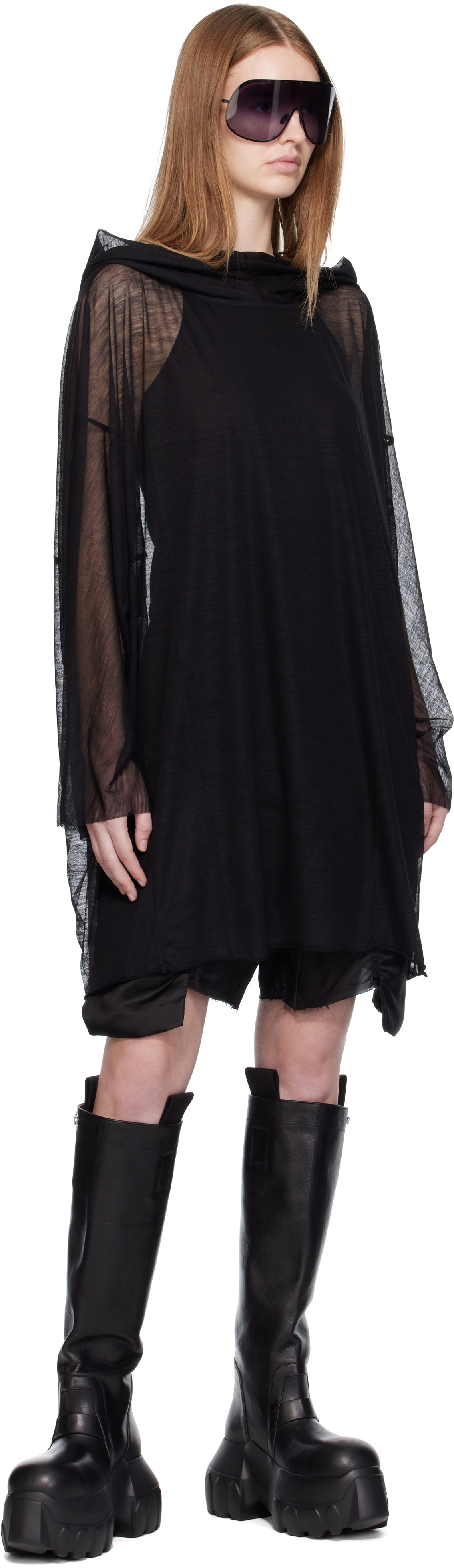 Rick Owens Black Concordians Hooded Tunic Hoodie