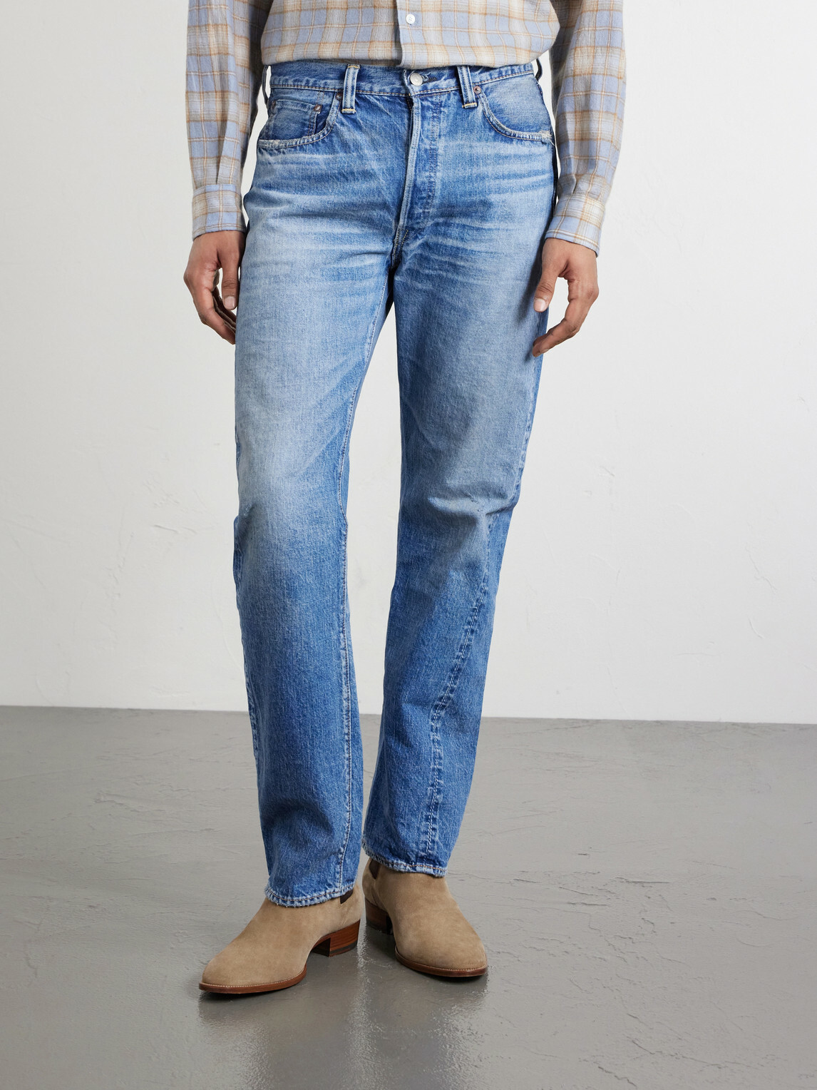 FULLCOUNT - Dartford 1341-1101 Straight-Leg Distressed Selvedge Jeans - Blue