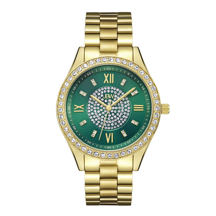Photo: JBW Mondrian Green Diamond Dial 18kt Gold-plated Ladies Watch J6303E