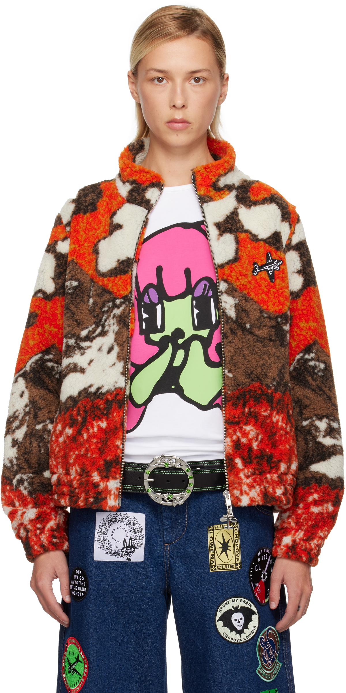 Chopova Lowena Orange CL Airlines Fleece Jacket
