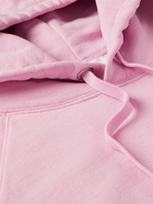 AMI PARIS - Logo-Embroidered Organic Cotton-Jersey Hoodie - Pink