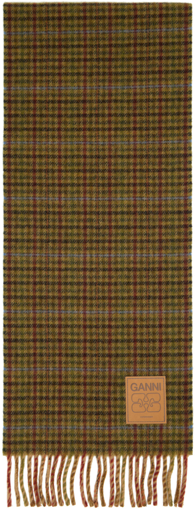 GANNI Multicolor Mini Check Wool Scarf