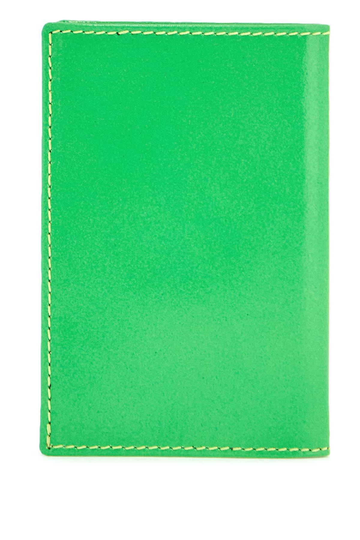 COMME DES GARCONS WALLET portafoglio compatto verde super fluo in pelle di capra Green