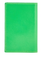 COMME DES GARCONS WALLET portafoglio compatto verde super fluo in pelle di capra Green