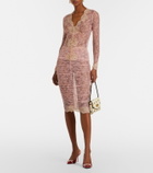 Valentino Floral sheer lace midi skirt